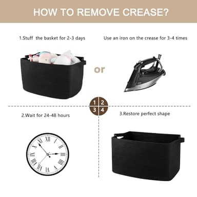 OIASKET 95L Extra Large Blanket Basket, 24" x 16.9" x 14.2" Woven Storage Basket for Living Room, Rectangle Nursery Blanket Storage for Toys, Towels, Dirty Clothes (Black) - Image 8