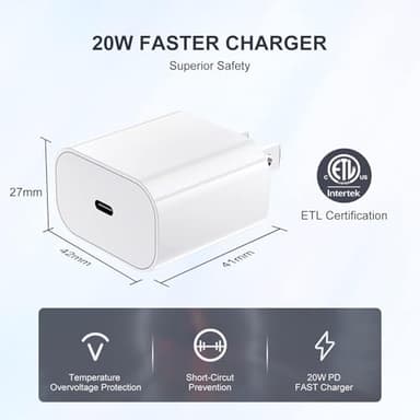 iPhone Fast Charger,Type C Wall Charger Block Plug and 10ft USB C to Lightning Charging Cable Cord Long,Power Adapter Cube Brick Box for Apple iPhone 14 Pro Max/14 Plus/14/13/12 Mini/11/XS Max/XR/iPad - Image 4