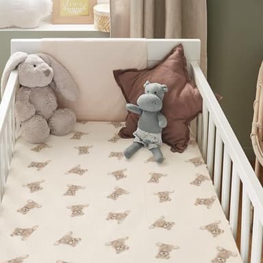 Premium Soft Cotton 52x28 Inches Muslin Crib Sheets Fitted Crib Mattress Sheet for Baby Girls & Boys, Soft Boho Neutral Toddler Bedding Bed Sheets Fits Well Standard Size Crib Mattress 28x52 Inches - Image 2