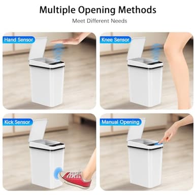 3 Pack Automatic Small Bathroom Trash Can with Lid - 2.5 Gallon Touchless Garbage Can, Motion Sensor Smart Trash Bin, Slim Dog Proof Trashcan, Waterproof Plastic Wastebasket for Bedroom Office Kitchen - Image 2