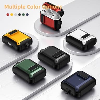 [4 in 1] Lock Case Compatible with AirPods Pro 3 with Keychain,Lanyard and Cleaning Pen Kit,Military Grade Armor Shockproof Rugged Shell Protective Cover for Women Men - Image 8