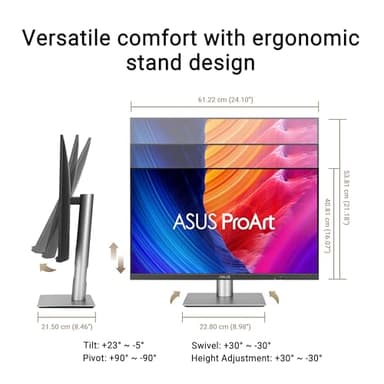 ASUS ProArt Display 27” 5K HDR Professional Monitor (PA27JCV) - 5K (5120 x 2880), IPS, 99% DCI-P3, 100% sRGB, ΔE < 2, USB-C PD 96W, Calman Verified, Color Accurate, Auto KVM, LuxPixel, 3 yr Warranty - Image 9