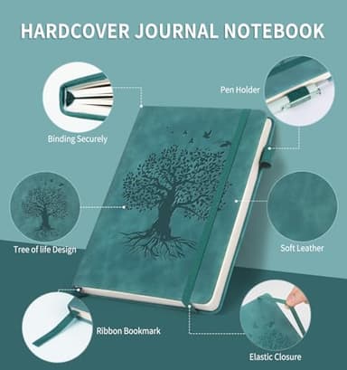 ALKALO Lined Journal Notebook for Women Men, A5 Hardcover Leather Journals for Writing, 200 Pages Thick Paper, Daily Journal Notebook for Work, School, Note Taking, Business, Travel, College Ruled - Image 2