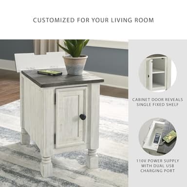 Signature Design by Ashley Havalance French Country Chair Side End Table, White & Gray - Image 5