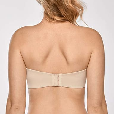 DELIMIRA Women's Strapless Bra Unlined Underwire Minimizer Plus Size Support Beige 38C - Image 2