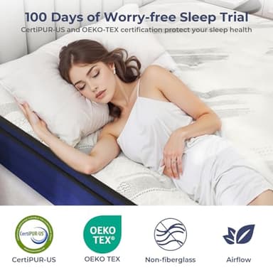 Susalt Queen Mattress,10 Inch Queen Size Mattresses Memory Foam Hybrid Mattress in a Box,with Individual Pocket Springs,Motion Isolation & Edge Support,Pressure Relief,CertiPUR-US and 120 Nights Trail - Image 7