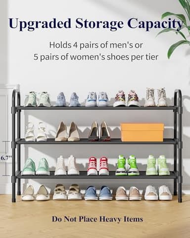 Kitsure Extra-Long Shoe Rack for Closet, Shoe Organizer for Front Door Entrance, Stackable Shoe Shelf, Detachable Closet Organizers and Storage, 39.0" Wide - 3 Tier, Black - Image 5