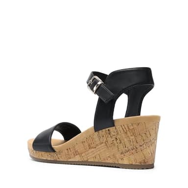 DREAM PAIRS Women's Open Toe Buckle Ankle Strap Platform Wedge Sandals Women 2025,Size 8,Black/Pu,NINI-8 - Image 3