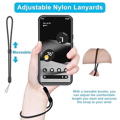 Janmitta for Google Pixel 8 Pro Case with Screen Protector+Camera Lens Protector+Wrist Strap Lanyard,Heavy Duty Shockproof Full Body Phone Cover,2023 Mint Green - Image 7