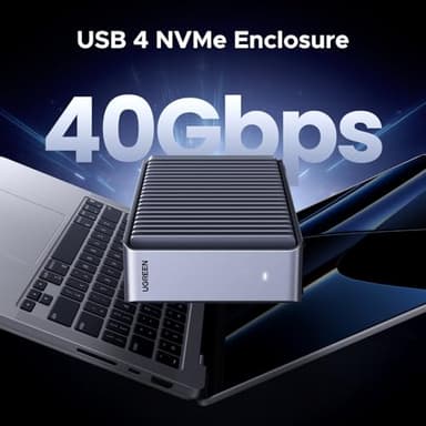 UGREEN 40Gbps M.2 NVMe Enclosure with Aluminum Double-Sided Fin Heat Dissipation, No Noise External SSD Case Compatible with Thunderbolt 4/3/USB4/3.2/2.0 M1 M2 Pro/Max (SSD Not Included) - Image 2