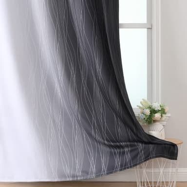Estelar Textiler Thermal Insulated Blackout Curtains for Bedroom, Ombre Black and Greyish White Blackout Drapes for Living Room, Gradient Full Light Blocking Energy Saving Curtains, 52Wx96L, 2 Panels - Image 6