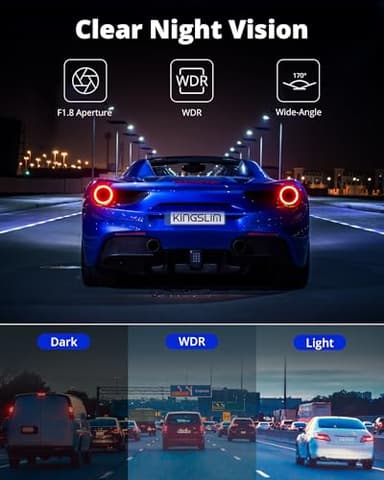 Kingslim Dash Cam Front and Rear 2K+1080P, Mini WiFi Dash Camera for Cars Dual Dashcam Parking Monitor, Loop Recording, Car Camera Support Max 256GB (E2PRO) - Image 6