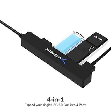 SABRENT 4 Port Portable USB 2.0 Hub (9.5" Cable) for Ultra Book, MacBook Air, Windows 8 Tablet PC (HB-MCRM) - Image 2
