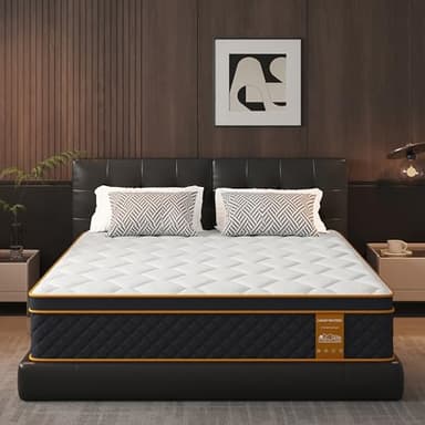 Qabefy Queen Mattress, 12 Inch Memory Foam Hybrid Mattress in a Box, Medium Firm and Individually Pocket Springs - Pressure Relief, CertiPUR-US Certified, Motion Isolation - Image 1