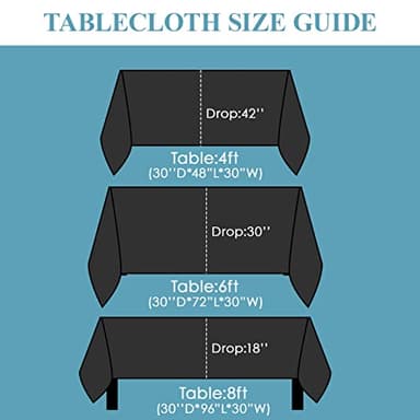 VidaFete 2 Pack 90*132inch Rectangle Tablecloth Polyester Table Cloth,Stain Resistant and Wrinkle Polyester Dining Table Cover for Kitchen Dinning Party Wedding Rectangular Tabletop Decoration(Black) - Image 2