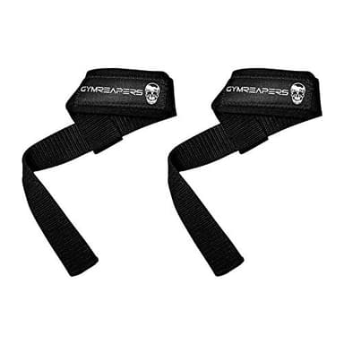 Gymreapers Lifting Wrist Straps for Weightlifting, Bodybuilding, Powerlifting, Strength Training, & Deadlifts - Padded Neoprene with 18" Cotton (Black) - Image 1