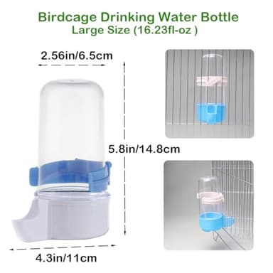 Paxikaka 16.9oz Bird Drinking Water Bottle Automatic Food Feeder Water Dispenser for Cage - Image 2