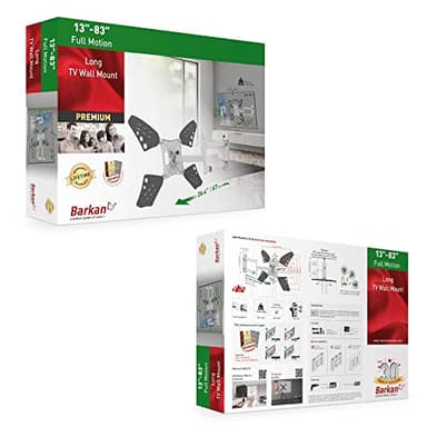 Barkan Long White TV Wall Mount, 13 - 80 inch Full Motion Articulating - 4 Movement Flat / Curved Screen Bracket, Holds up to 110lbs - Image 9