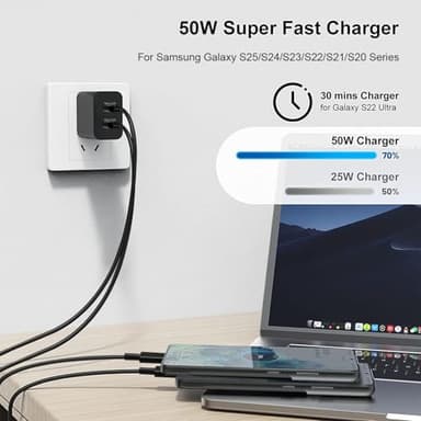 45W Super Fast Charger Type C 2Pack 10ft, USB C Wall Charging and Long Android Phone Charger Cable Cord for Samsung Galaxy S25 Ultra/S25 Plus/S25/S24+/S24 Ultra/S23 Ultra/S22 Plus/S21/Note 20/Note10+ - Image 3