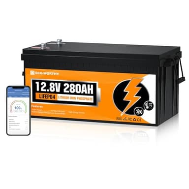 ECO-WORTHY 3584Wh 12V 280Ah LiFePO4 RV Battery w/Bluetooth & Low Temp Cutoff - Built-in 200A BMS - Deep Cycle for Camper, Trailer, Off-Grid, Solar System - Image 1