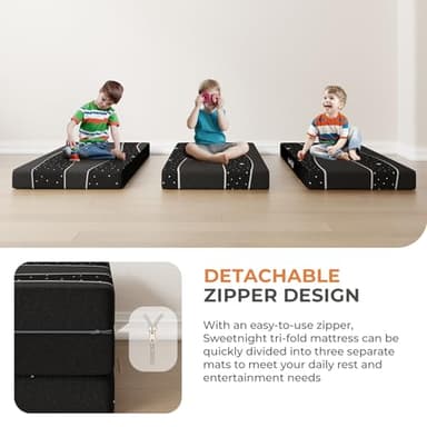 Sweetnight Folding Mattress - 4-inch Twin XL Tri-Fold Mattress with Breathable & Washable Cover | Suitable for Camping, RV & Home Use | Starry Sky Design - Image 6