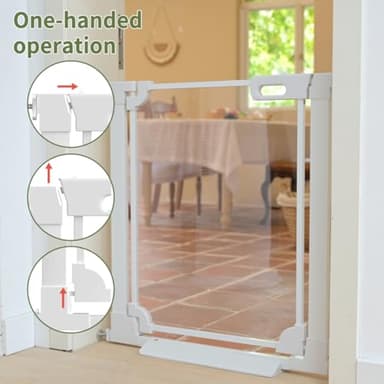 AIKSIWAI Clear Baby Safety Gate for Stairs,29"-48" Wide, 30" Tall Pressure Mounted Acrylic Pet Gate, Easy Walk Through Auto Close Child Gate for Doorways and House,29.52-47.24" - Image 4