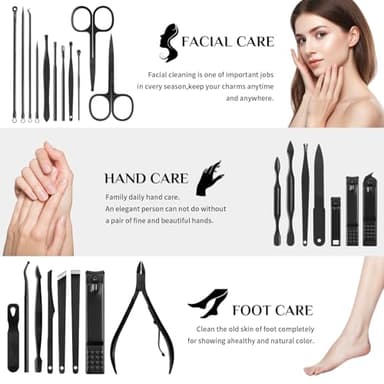 MINKINH Manicure Set Professional Nail Clipper Kit-26 Pieces Stainless Steel Manicure Kit,Nail Care Tools with Luxurious Travel Case - Image 3