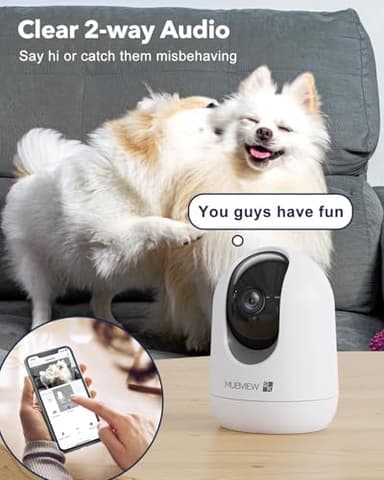 MUBVIEW Pet Camera with Phone App, Indoor Security Camera, 2.4/5GHz WiFi Cameras for Home Security, Wired Cameras for Dog/Elder/Baby, Motion Tracking, PT, 7X24, Two-Way Audio, 2K Night Vision (4 Pack) - Image 7