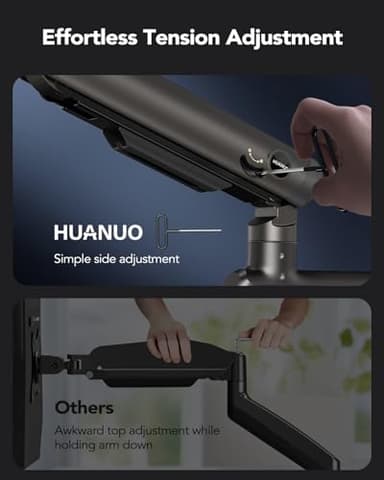 HUANUO RGB Heavy Duty Monitor Arm for Ultrawide Screens up to 57", Holds 44 lbs, Tall Ultrawide Monitor Stand with 29.1" Max Height, Fully Adjustable Single Computer Desk Mount, Max VESA 100x100mm - Image 7