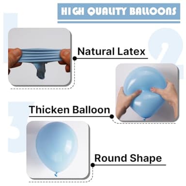 PartyWoo Blue Balloons 130 pcs Sky Blue Balloons Different Sizes Pack of 18 12 10 5 Inch Baby Blue Balloon Arch Kit Balloon Garland for Birthday Graduation Boys Baby Shower Party Decorations Blue-Y20 - Image 7