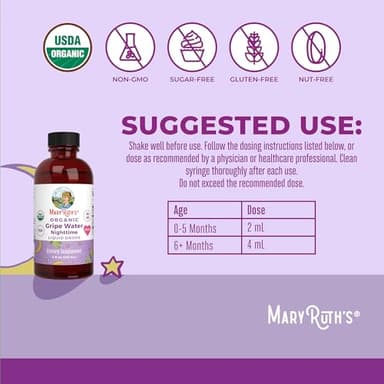 USDA Organic Nighttime Gripe Water for Babies by MaryRuth's | Herbal Blend for Little Tummies | Baby Essentials | Ages 0+ | Ginger Root | Lemon Balm | Fennel Seed | Vegan | 4 oz | 30-60 Servings - Image 3