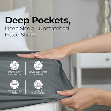Utopia Bedding Queen Fitted Sheet - Bottom Sheet - Deep Pocket - Soft Microfiber - Shrinkage and Fade Resistant - Easy Care -1 Fitted Sheet Only (Grey) - Image 4