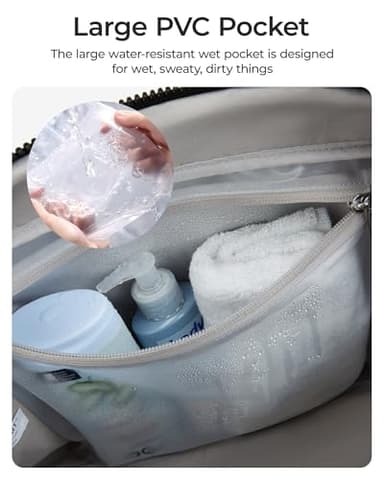 BAGSMART Duffle Bag for Travel, Gym Bag for Women with Wet Pocket, Carry on Weekender Bags for Women, Water Resistant Travel Bag Duffel Bag, Black - Image 5