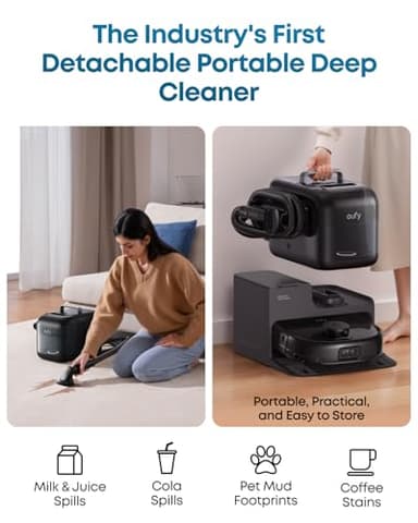 eufy Robot Vacuum E28, Portable Deep Cleaner for Carpet, HydroJet System with Roller Mop, All-in-One Robot Vacuum and Mop Combo, 20,000 Pa Suction, Zero-Tangling, Corner-to-Edge Cleaning (Upgraded) - Image 2