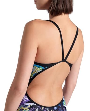 ARENA Fun Planet Capsule Collection Women's Super Fly Back Sports Swimsuit Athletic One Piece Durable Training Ladies Bathing Suit, Black Multi/Black, US Size 36 - Image 4