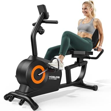 YOSUDA Recumbent Exercise Bike for Adults Seniors with Quick Adjust Seat, 350LB Capacity & 16-level Resistance, Black - Image 1