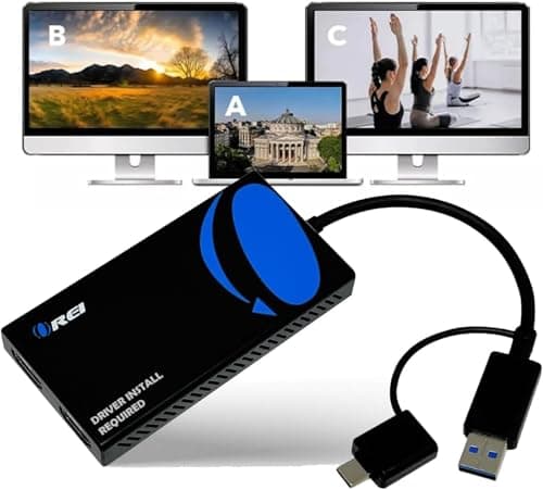 OREI SplitExtend HDMI Splitter Extended Display for Dual Monitor - Multi-Monitor Display 3 Separate Screens - USB A & USB-C Adapter to HDMI 2.0, 4K@30Hz Output 1, 1080p Output 2 for Windows, Mac OS G - Image 1