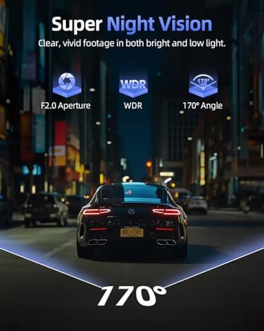 4K Dash Cam Front and Rear, 64GB SD Card, 1.5” IPS Display Car Camera, 5Ghz WiFi+App Control, Night Vision, 24H Parking Mode, G-Sensor, WDR, 170° Wide Angle, 4K+1080P Dual Dash Camera for Cars - Image 7