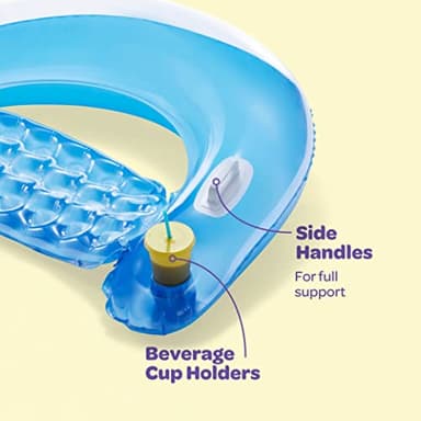 Pool Floats Adult [Set of 4] Inflatable Chair Floats with Cup Holders & Handles - Happy Colorful Pool Floaties - Pool Float Comes in 2 Fun Colors, Blue & Yellow, A Relaxing Floats for Swimming Pool. - Image 3