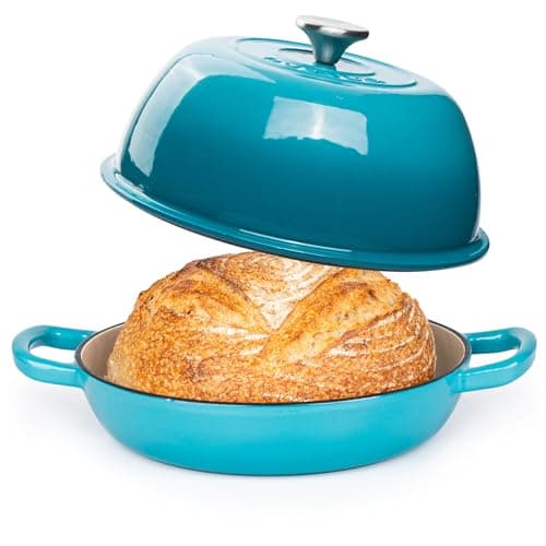Enamelled Cast Iron Dutch Oven Pot – Dutch Oven For Sourdough Bread Baking – Cast Iron Bread Pot – Blue, 6 Quarts, 26cm – by Nuovva - Image 1