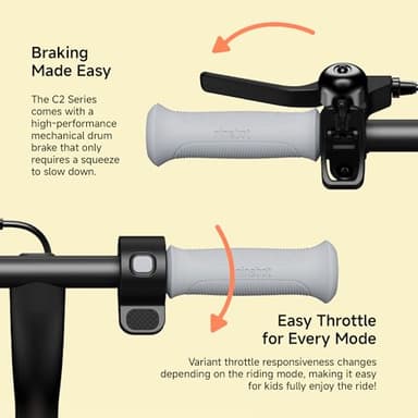 Segway Ninebot eKickScooter C2 w/6.8 mi Max Operating Range & 9.9 mph Max Speed, Kids Electric Scooter for Teens Ages 6-12, Includes Three Riding Modes - Black, UL-2272 Certified - Image 5