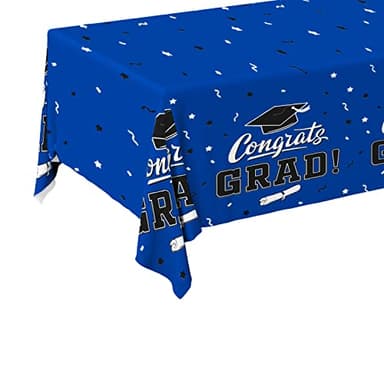 Graduation Decorations 2025, Gongrats Grad Tablecover for Graduation Party Supplies, 3 pcs Class Blue Table Cloths, 54"x108" - Image 6