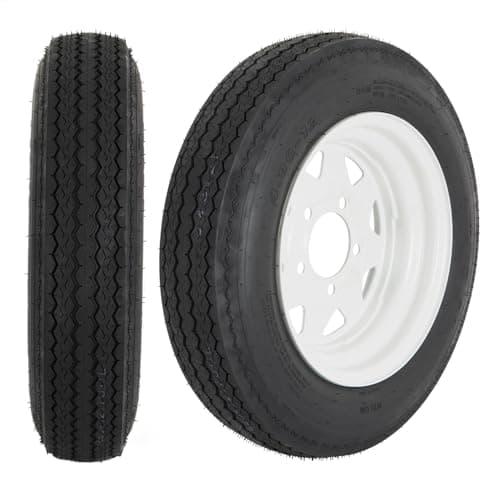YUANXING Trailer Tires on Rim 4.80-12 480-12 4.80 X 12 Load Range C，5 Lug 12 in.Wheel White - 5 on 4.5"，Set of 2 - Image 1