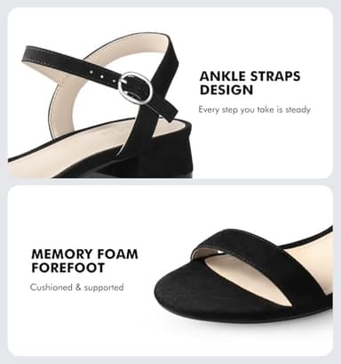 Ankis Women Nude Black White Sandals for Women Low Heel 1 Inch Dressy Sandal Ankle Strap Open Toe Block Short Heeled Summer Classic Comfortable Graduation Holiday Party Casual Flat Shoes 2025 - Image 3