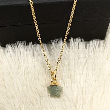 Gempires Aquamarine Star Necklace, Natural Crystal Pendant, March Birthstone Gifts, 14k Gold Plated 18 inch Adjustable Chain, Handmade Jewelry - Image 3