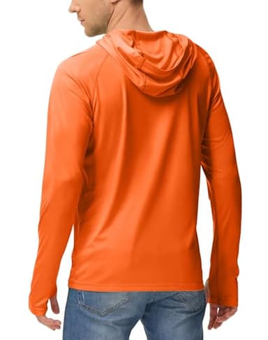 isnowood Sun Shirt UPF 50+ Men's Fishing Shirt Long Sleeve UV Protection Hoodie Rash Guard for Swimming Running Hiking Electric Orange - Image 2
