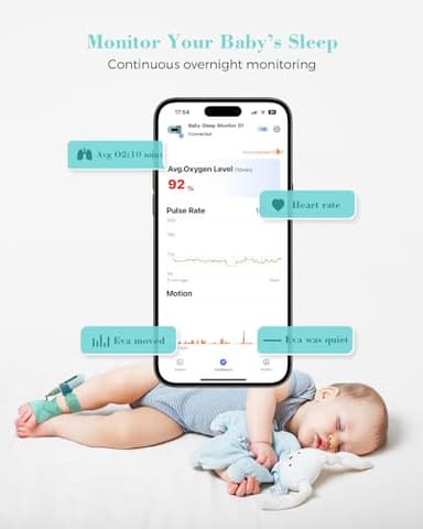Babytone Baby Sleep Sock Monitor, Tracking Heart Rate and Movement for Infant, Wearable Foot Monitor Smart Sock with Bluetooth and APP, for 0-36 Months Newborn - Image 2