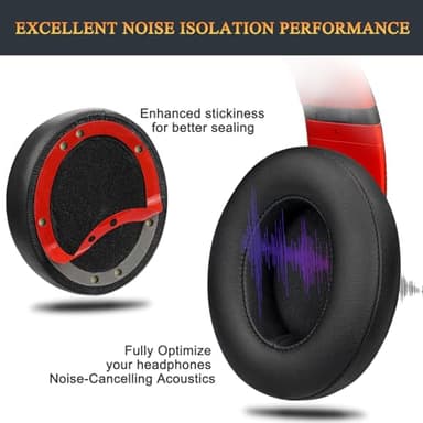 SoloWIT Replacement Ear Pads Cushions for Beats Studio 2.0 & 3 Wired/Wireless Over-Ear Headphones, Earpads with Soft Protein Leather, Noise Isolation Memory Foam (Black) - Image 8