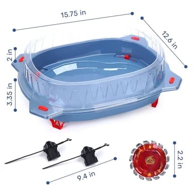 BUPASAK Light Ignite Spinning Tops Battle Set, with Stadium, 6 Light Ignite Spinning Tops, and 2 Launchers, Toys for 6 Year Old Boys & Girls & Up (Amazon Exclusive) - Image 4