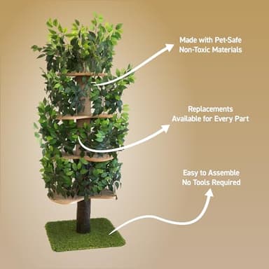 On2 Pets Cat Tree with Leaves Made in USA, House & Activity Tree, Multi-Level Cat Condo for Indoor Cats. (Square Base, XL Green) - Image 4